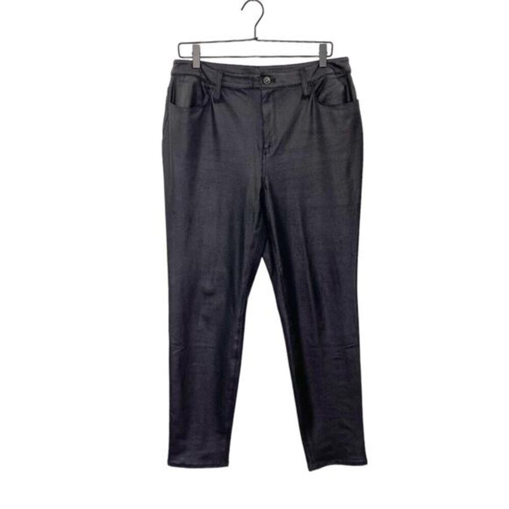 Chico's Pants Womens Sz 1.5R/10R Black‎ Shiny Animal Print Slim Ankle Inseam 28"